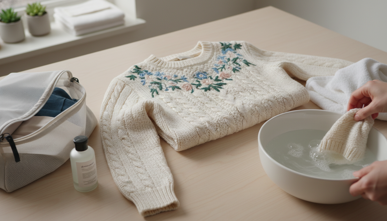 Embroidered Knit Sweater: Machine-Wash or Hand-Wash?