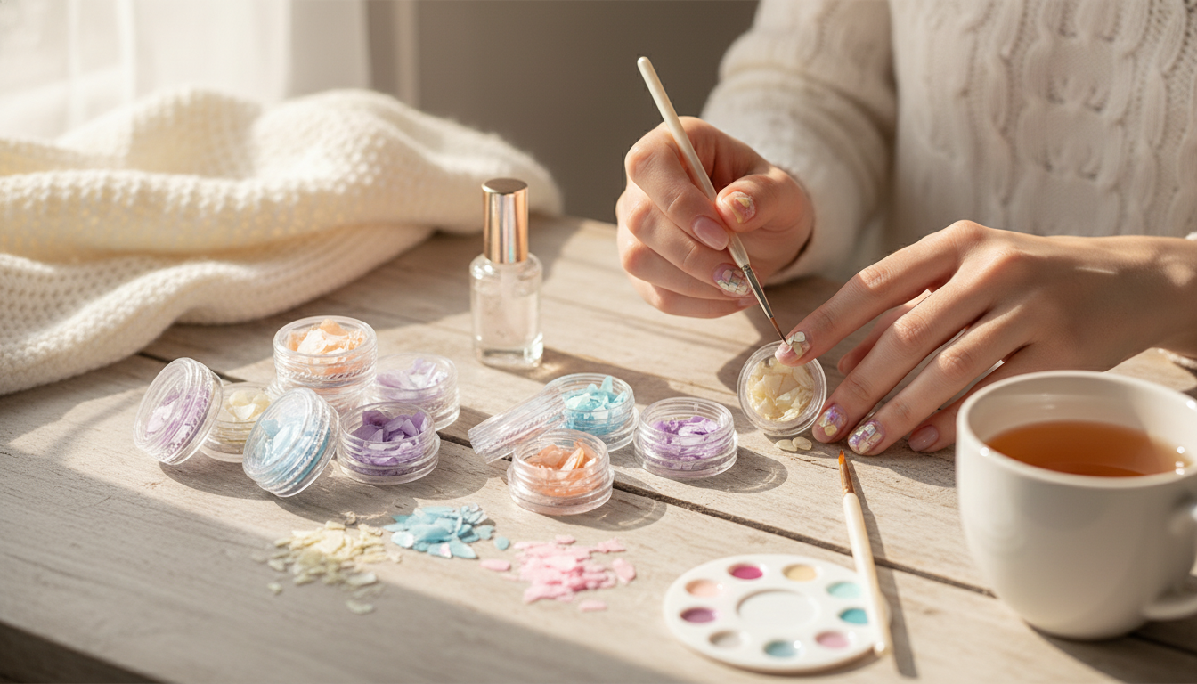 Abalone Shell Flakes: 12-Box Iridescent Nail Art Set