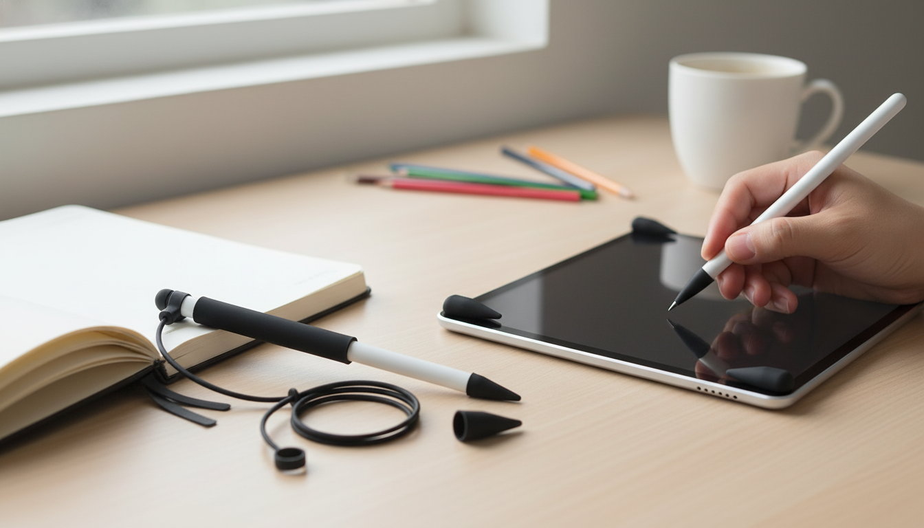 Apple Pencil Silicone Sleeve Kit: Cap, Nib Covers & Cord
