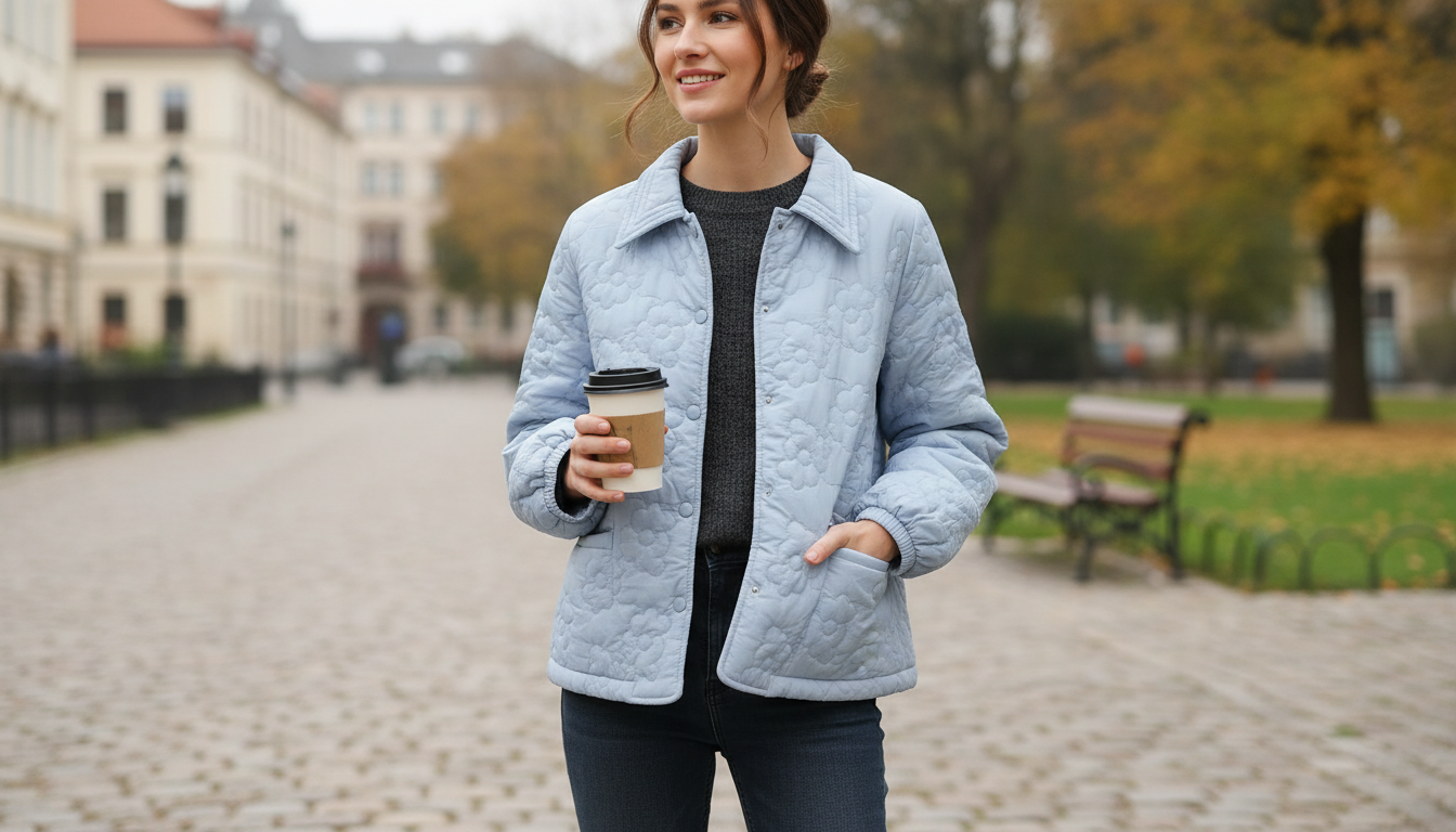 Blue Short Casual Cotton Coat: Everyday Layering Made Easy