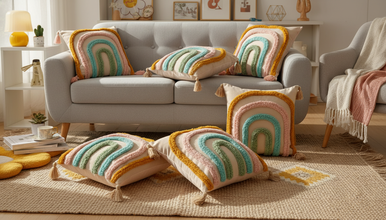 Boho Tufted Arch Pillow Cover: Tassels, Texture & Style