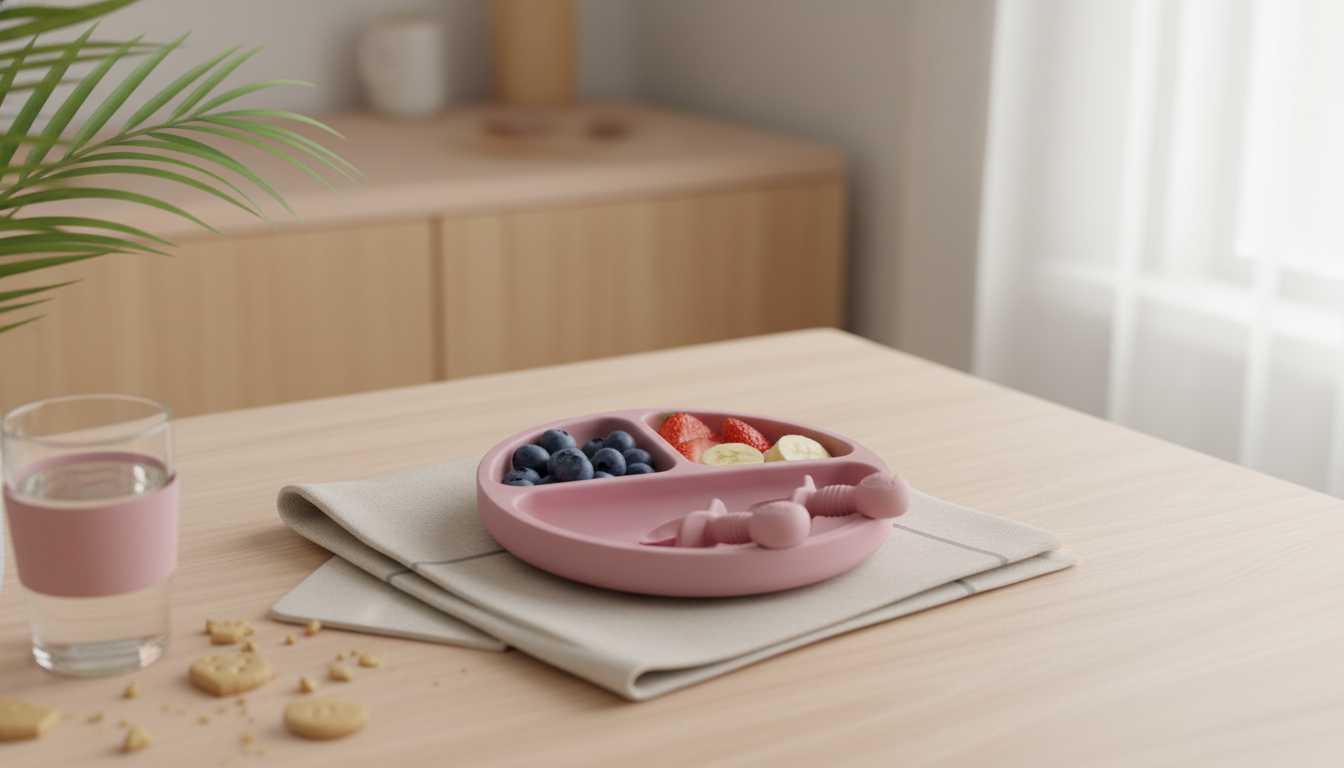 BPA-Free Silicone Baby Feeding Set: Bowl, Spoon & Fork