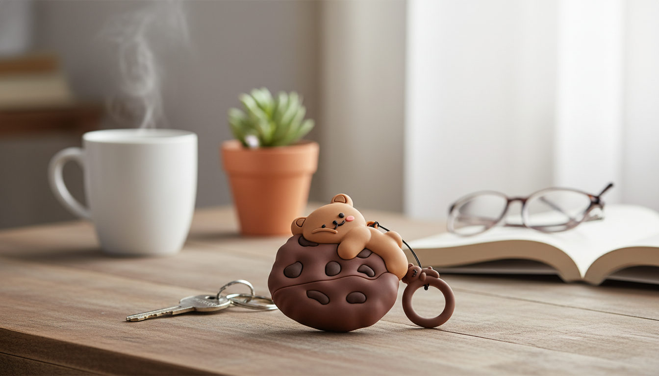 Cookie Bear Key Fob Cover: Cute Grip & Scratch Protection