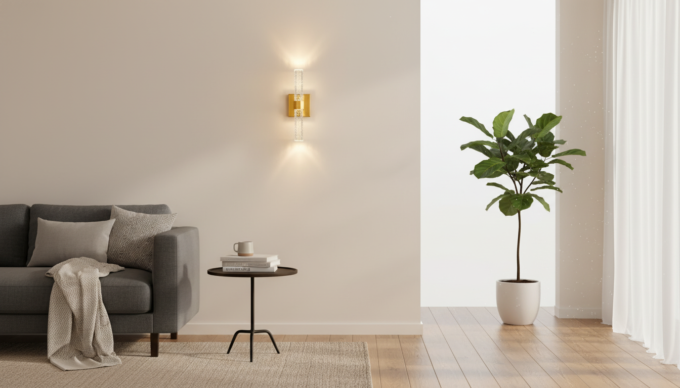 Gold Crystal LED Wall Sconce: Modern Minimalist Luxe