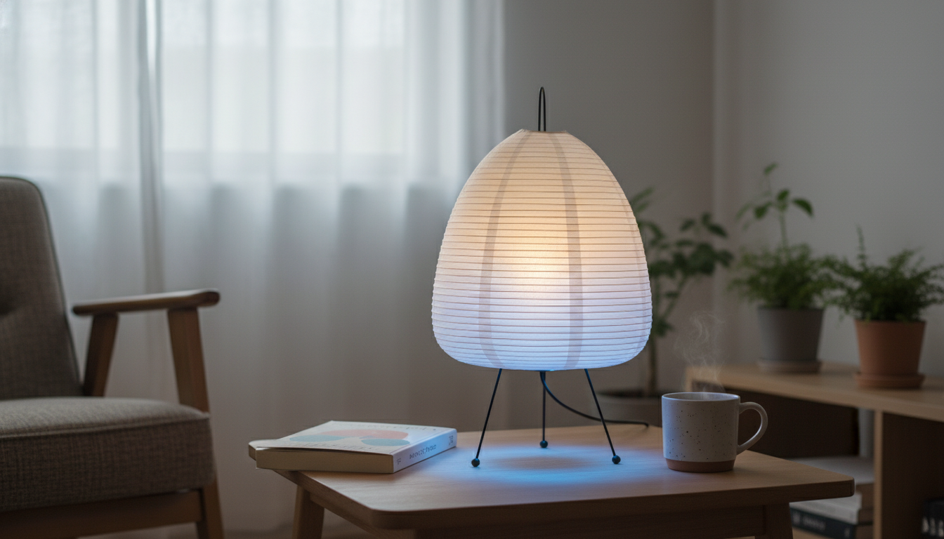Japanese Rice Paper Tripod Lamp: Tricolor LED Glow