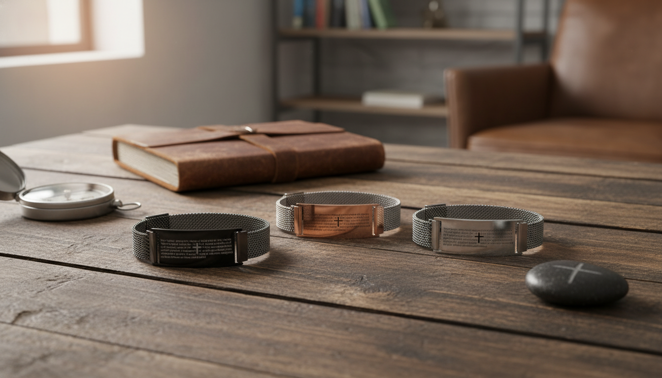 Men’s Stainless Steel Cross Magnetic Cuff Bracelet Guide