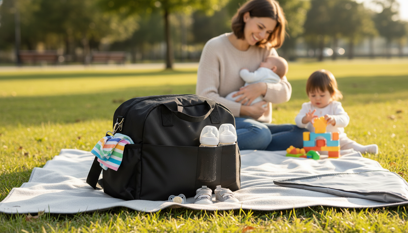 Roomy Waterproof Mommy Bag with Insulated Bottle Pockets