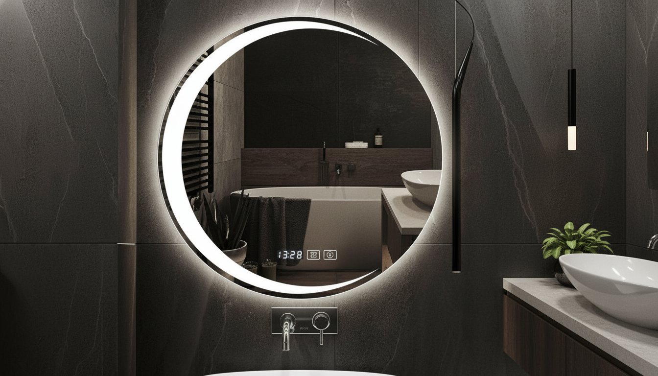 Round LED Smart Bathroom Mirror: 3-Color + Anti-Fog