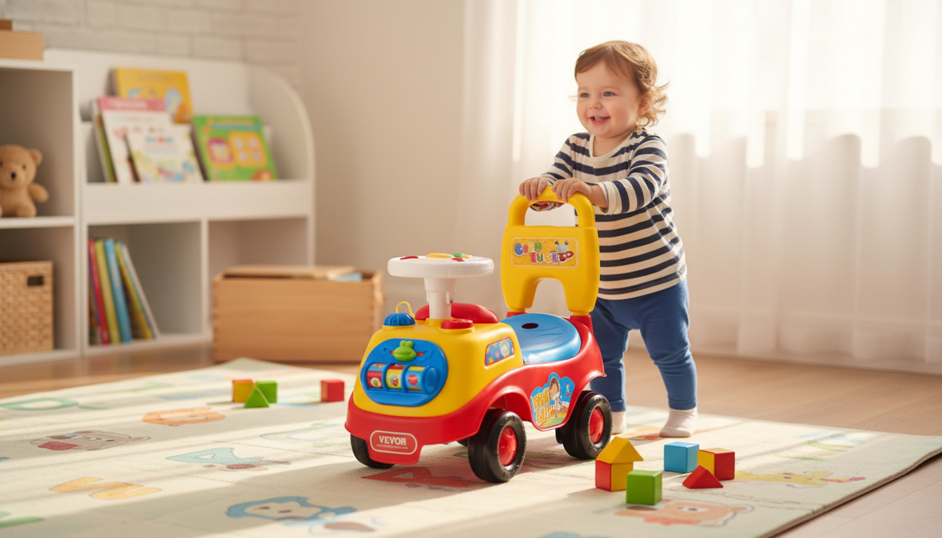 Sit-to-Stand Toddler Push Car With Music & Storage (1–3)