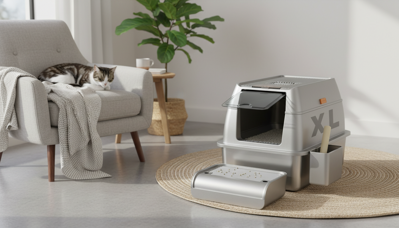 Stainless Steel Covered Litter Box w/ Pedal Odor Control