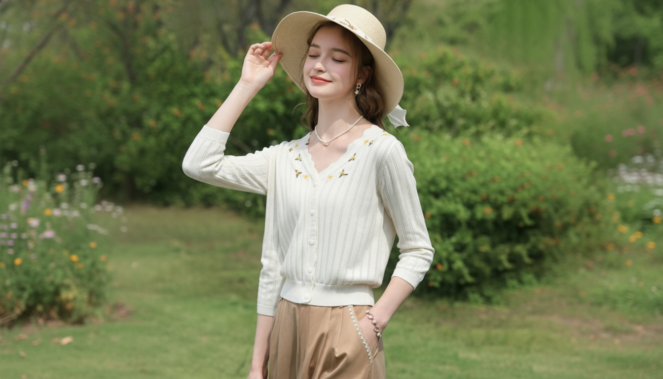 How to Style a Vintage V-Neck Embroidered Knit Sweater