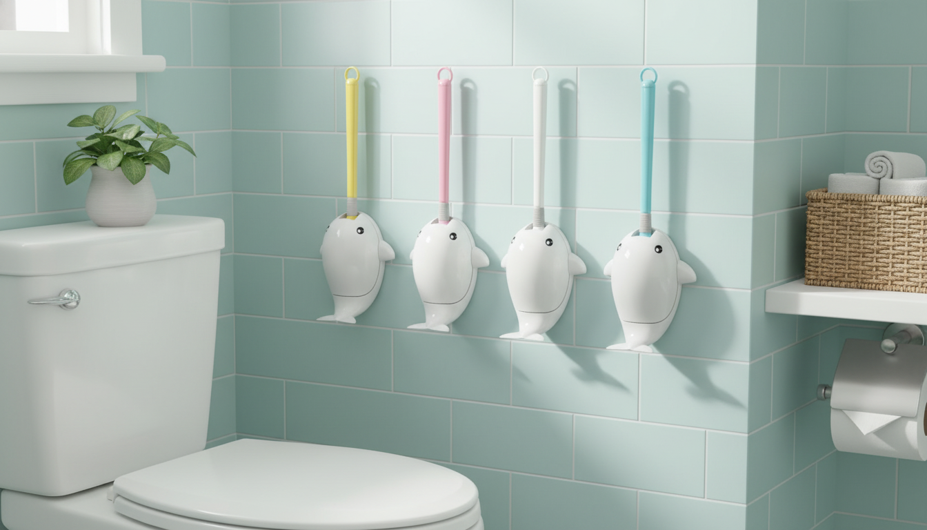 Whale Silicone Toilet Brush + Wall Mount Holder