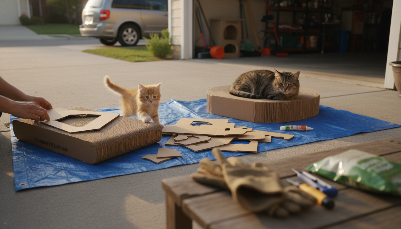 Cardboard Scratcher Lounge Bed Safety for Kittens & Seniors
