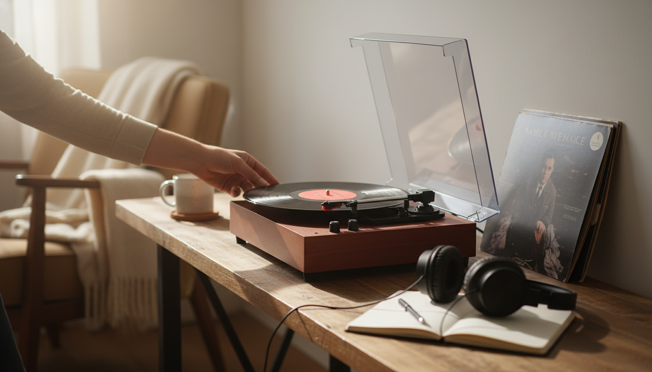 3-Speed Record Player with Speakers & Headphone Jack