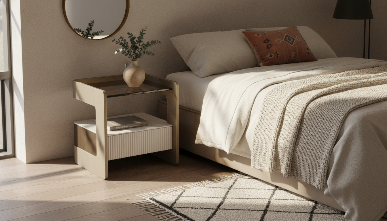 Modern Moroccan Minimalist Nightstand: Calm Bedside Style