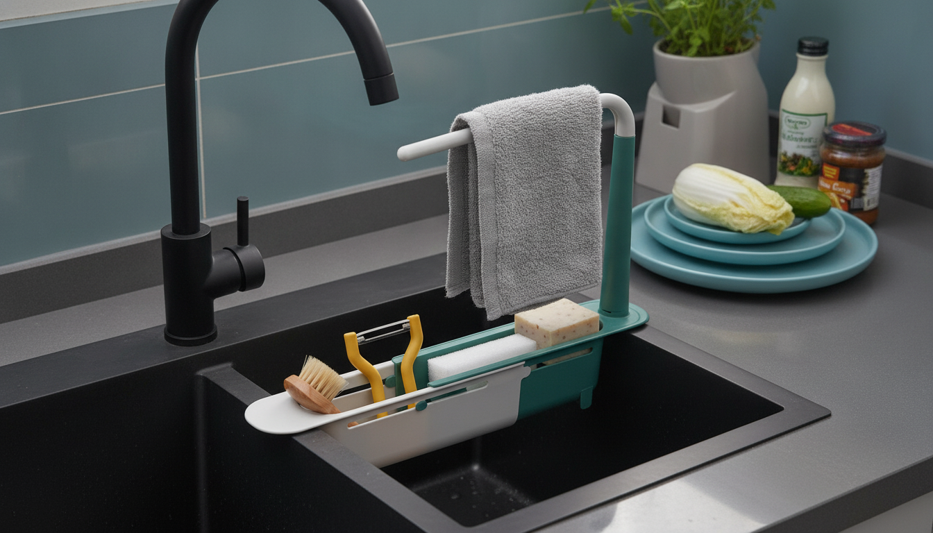 Telescopic Sink Rack for Sponge & Soap: Less Clutter